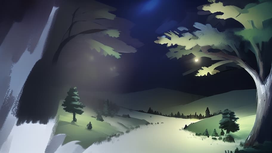  based on the picture to make a realistic landscape in a gloomy forest at night