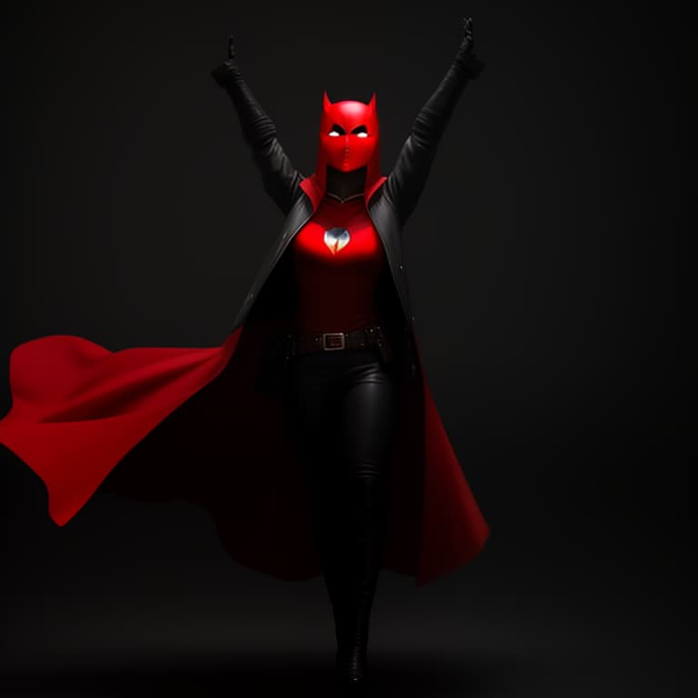  A happy woman wearing a red hood