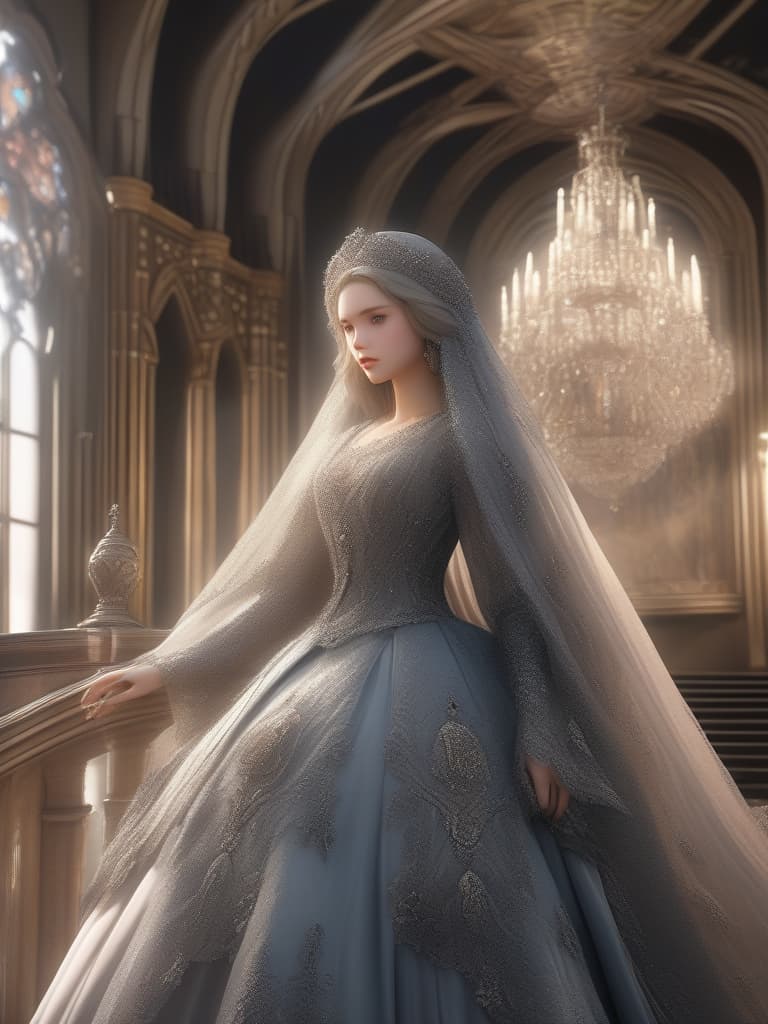  castle, big breast, dress with red jewel, black pin heel, white eyes, black hair, super long long hair, masterpiece, best quality,8k,ultra detailed,high resolution,an extremely delicate and beautiful,hyper detail