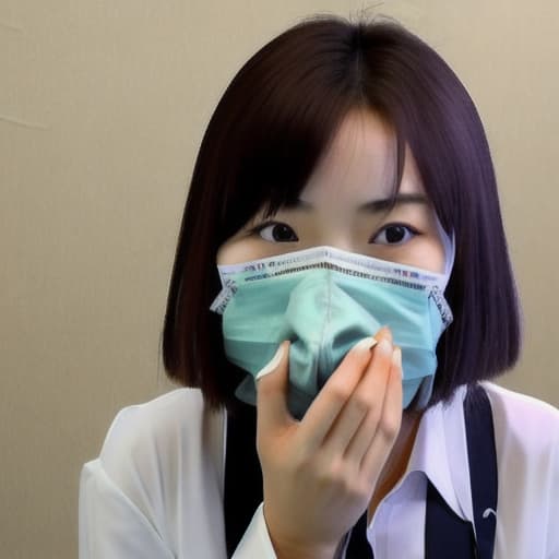  A korean woman has phlegm on her throat