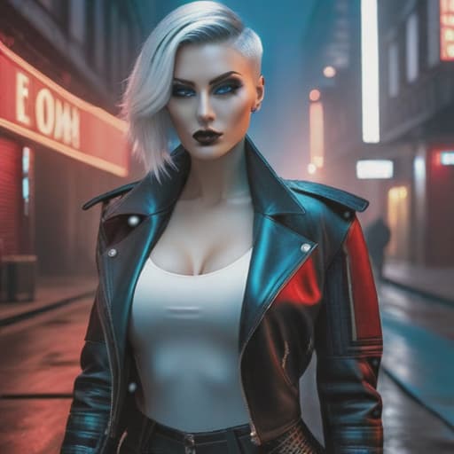  ultra realistic close up portrait ((beautiful pale cyberpunk female with heavy black eyeliner)), blue eyes, shaved side haircut, hyper detail, cinematic lighting, magic neon, dark red city, Canon EOS R3, nikon, f/1.4, ISO 200, 1/160s, 8K, RAW, unedited, symmetrical balance, in-frame, 8K hyperrealistic, full body, detailed clothing, highly detailed, cinematic lighting, stunningly beautiful, intricate, sharp focus, f/1. 8, 85mm, (centered image composition), (professionally color graded), ((bright soft diffused light)), volumetric fog, trending on instagram, trending on tumblr, HDR 4K, 8K