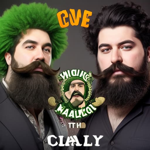  a man with a big mustache and a man with a big beard have joined forces and are fighting together against the cabbage king