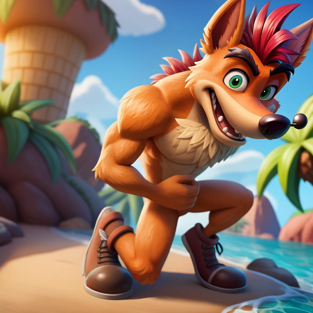  Crash bandicoot (fortnite), full body, open eyes, masterpiece, 4k, fine details,