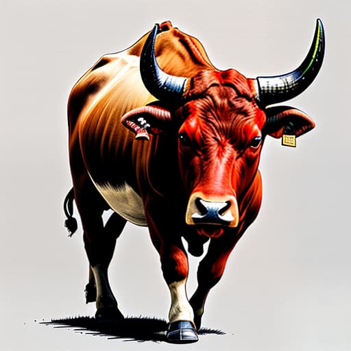  draw a bull a red, perfect background