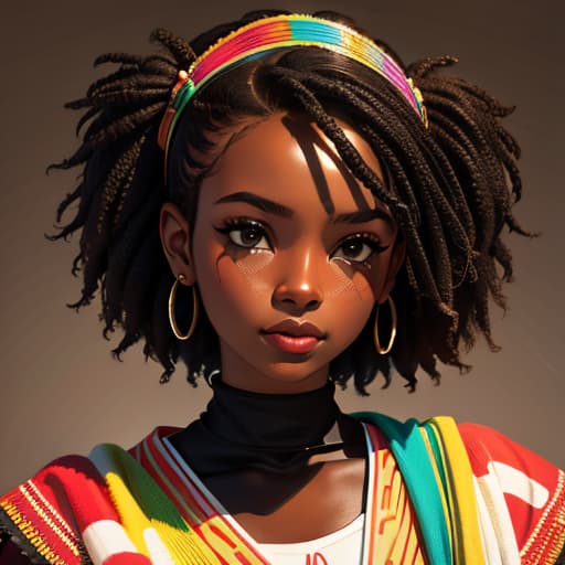  a girl painted as an African color map --style raw --v 6.1, (masterpiece, best quality, ultra-detailed), high contrast, highres, 4K, 8K