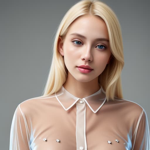  Blonde Woman with a transparent shirt real life 8k