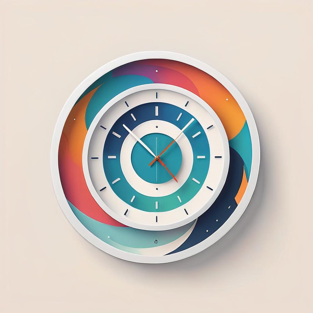  a clock without numbers with the letter s in the middle of the clock, (logo), creative, unique, abstract, colorful, hand drawn, brush strokes, freeform shapes, expressive, playful