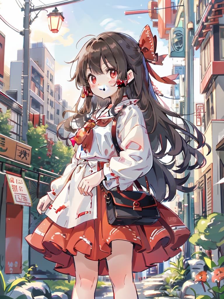  Hakurei Reimu, with a purse stick, smile, best quounty, master piece, sex appeal,, masterpiece, best quality,8k,ultra detailed,high resolution,an extremely delicate and beautiful,hyper detail