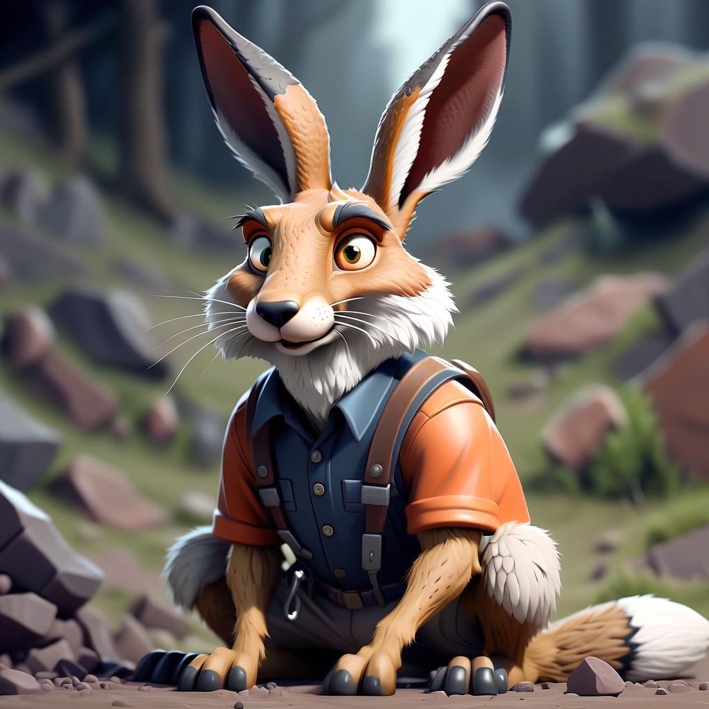  a cross between a hare and a fox, a miner, one man