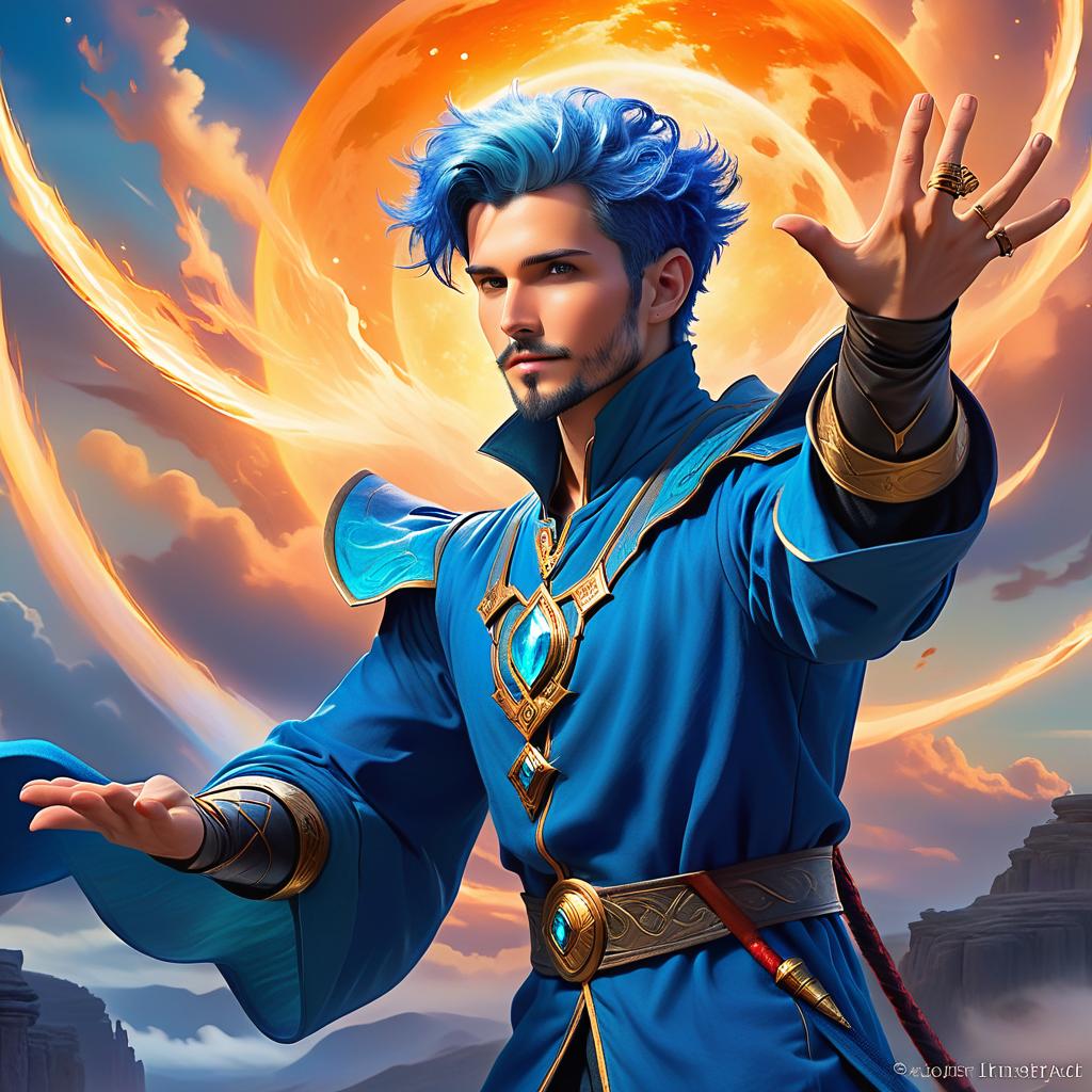  ethereal fantasy concept art of genazi air, man, stubble on the face, short hair, blue hair, air magician, sorcerer, fantasy style, full body, 8k,hdr, masterpiece, hyperrealisme, extreme detalied, . magnificent, celestial, ethereal, painterly, epic, majestic, magical, fantasy art, cover art, dreamy, perfecteyes