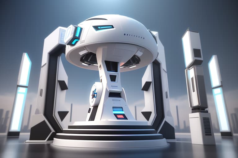  white illuminated stand for sky fi in a modern style, watch style, 3d render by cedric seaut (keos masons), cg society contest winner, retrofuturism, rendered in cinema4d, vray tracing, vray