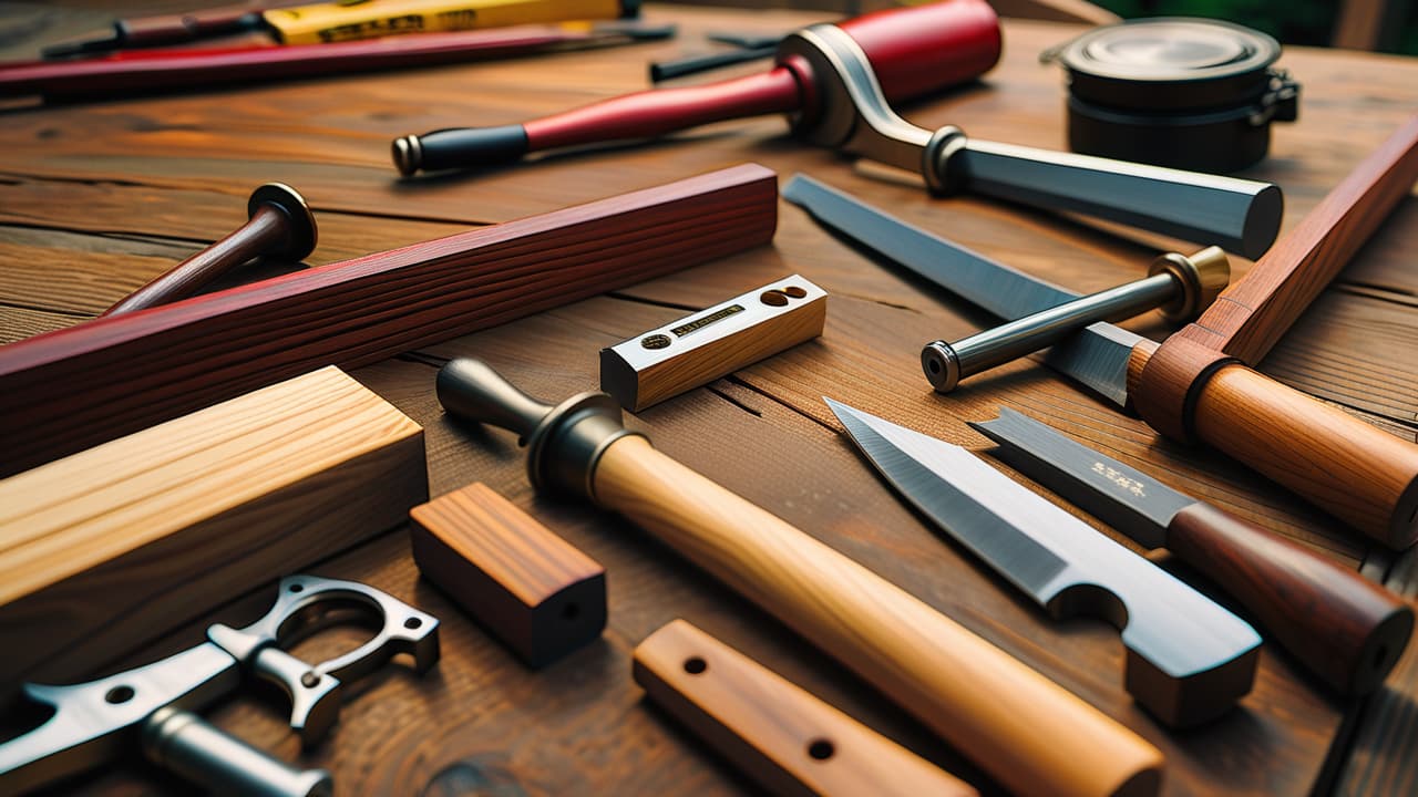  an intricate close up of various traditional wood joints, showcasing dovetails, mortise and tenon, and lap joints, each meticulously crafted from aged timber, surrounded by antique woodworking tools, set against a rustic workshop backdrop. hyperrealistic, full body, detailed clothing, highly detailed, cinematic lighting, stunningly beautiful, intricate, sharp focus, f/1. 8, 85mm, (centered image composition), (professionally color graded), ((bright soft diffused light)), volumetric fog, trending on instagram, trending on tumblr, HDR 4K, 8K