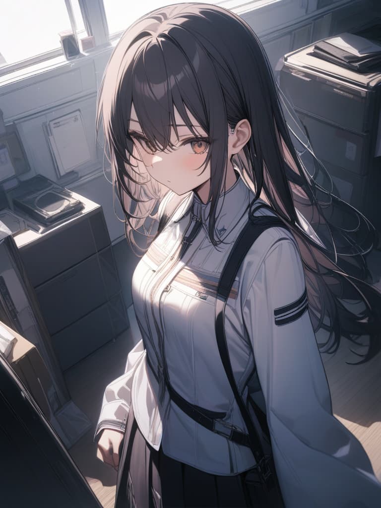  girls, uniforms, whole body, black hair long hair, masterpiece, best quality,8k,ultra detailed,high resolution,an extremely delicate and beautiful,hyper detail