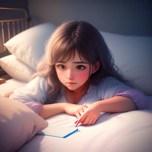  girl angel on a cozy bed goes to bed, cute watercolor, paints, delicate colors, cute, cozy, sleepy, (extremely detailed oil painting:1.2), glow effects, godrays, hand drawn, render, 8k, octane render, cinema 4d, blender, dark, atmospheric 4k ultra detailed, cinematic sensual, sharp focus, humorous illustration, big depth of field, masterpiece, colors, 3d octane render, 4k, concept art, trending on artstation, hyperrealistic, vivid colors, extremely detailed cg unity 8k wallpaper, trending on artstation, trending on cgsociety, intricate, high detail, dramatic