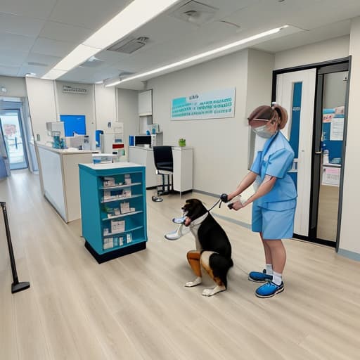  A picture of a pet doctor treating a dog at a pet clinic