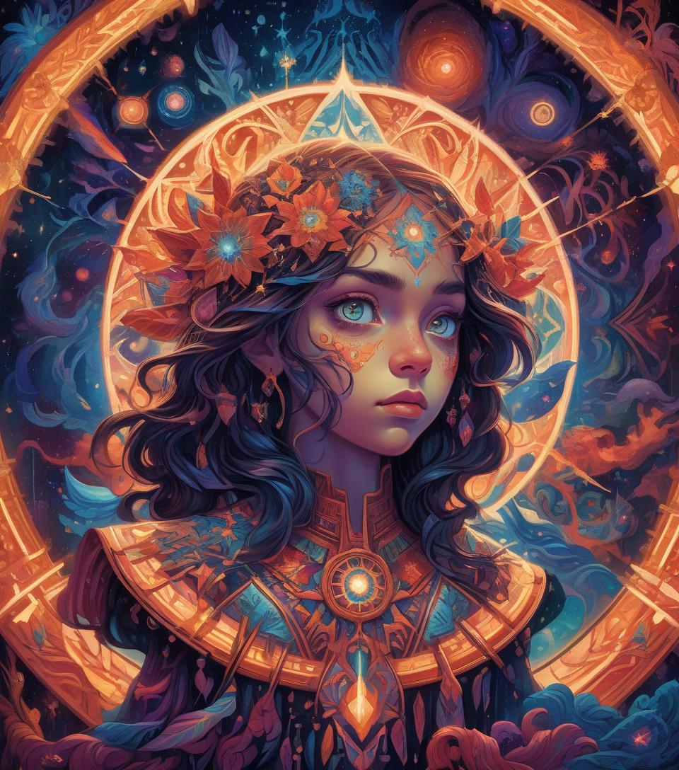  a girl with kaleidoscope eyes, vivid, expressive , centered, symmetry, painted, intricate, volumetric lighting, beautiful, rich deep colors masterpiece, sharp focus, ultra detailed, in the style of dan mumford and marc simonetti, astrophotography