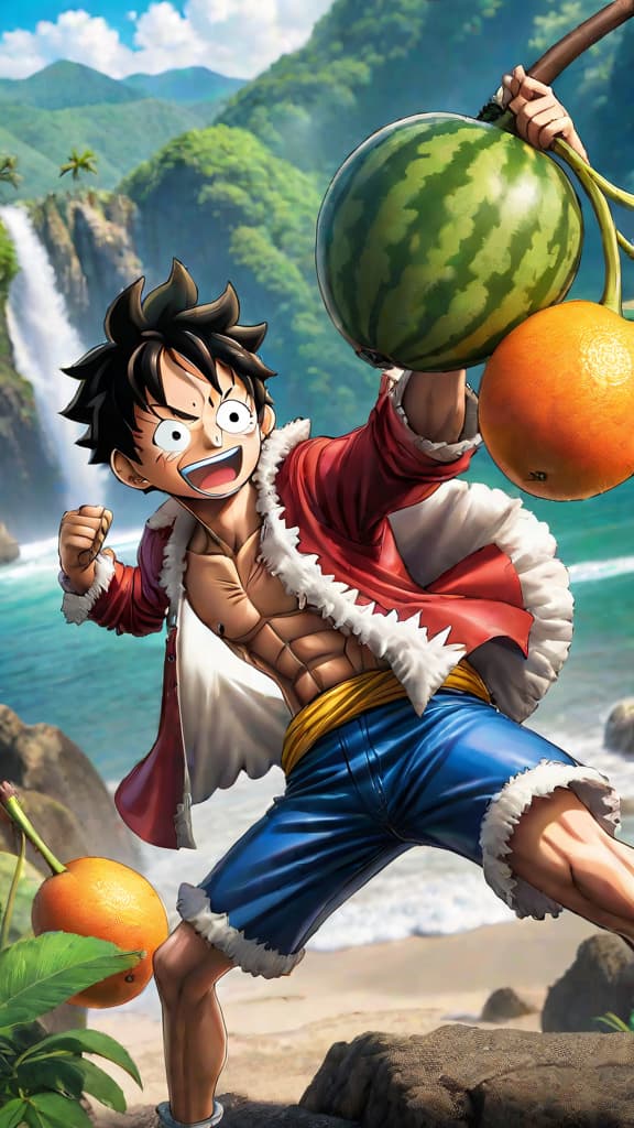  an anime image depicting high security around luffy's gomu gomu no mi fruit. hyperrealistic, full body, detailed clothing, highly detailed, cinematic lighting, stunningly beautiful, intricate, sharp focus, f/1. 8, 85mm, (centered image composition), (professionally color graded), ((bright soft diffused light)), volumetric fog, trending on instagram, trending on tumblr, HDR 4K, 8K