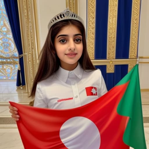  Beautiful princess with Bahrain flag