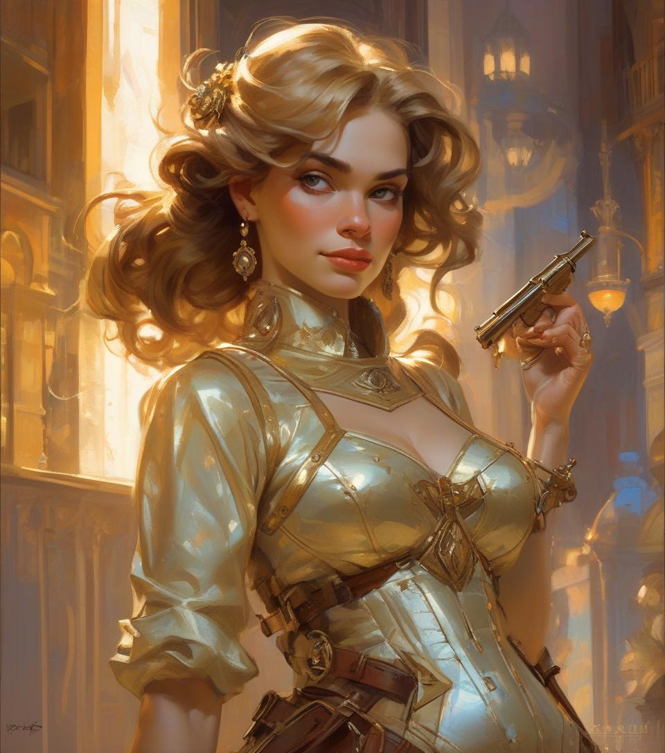  retrato de (mulher sks) de bom humor, , mulher atraente, design de personagens, dynamic lighting, tonalidade fria e brilhante, pintura de gaston bussiere, craig mullins, j.. c. leyendecker, tone of finland