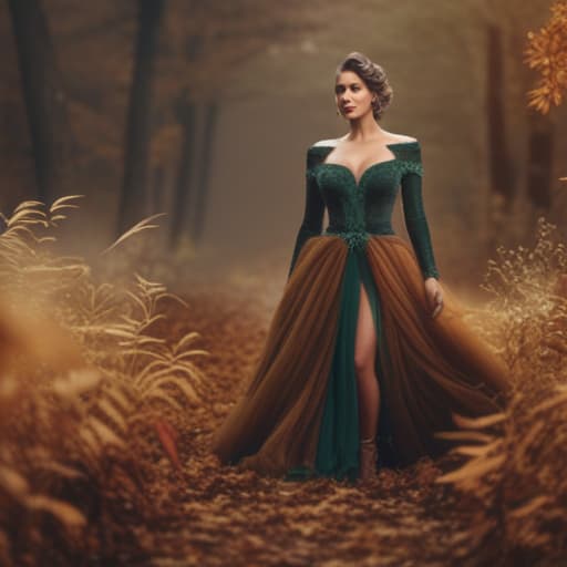  fantasia earthy autumn aesthetics hyperrealistic, full body, detailed clothing, highly detailed, cinematic lighting, stunningly beautiful, intricate, sharp focus, f/1. 8, 85mm, (centered image composition), (professionally color graded), ((bright soft diffused light)), volumetric fog, trending on instagram, trending on tumblr, HDR 4K, 8K