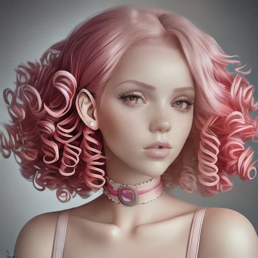  --Style Photoralism, a close up of a woman with pink hair and a red top, short pink hair, cute with short pink hair, huge curly pink hair, curly pink hair, pink short hair, huge pink hair, pink hair, breathtaking ilya kuvshinov, yael shelbia, cgsociety portrait, rose hair, kawaii realistic portrait, hyperrealistic , with pink hair