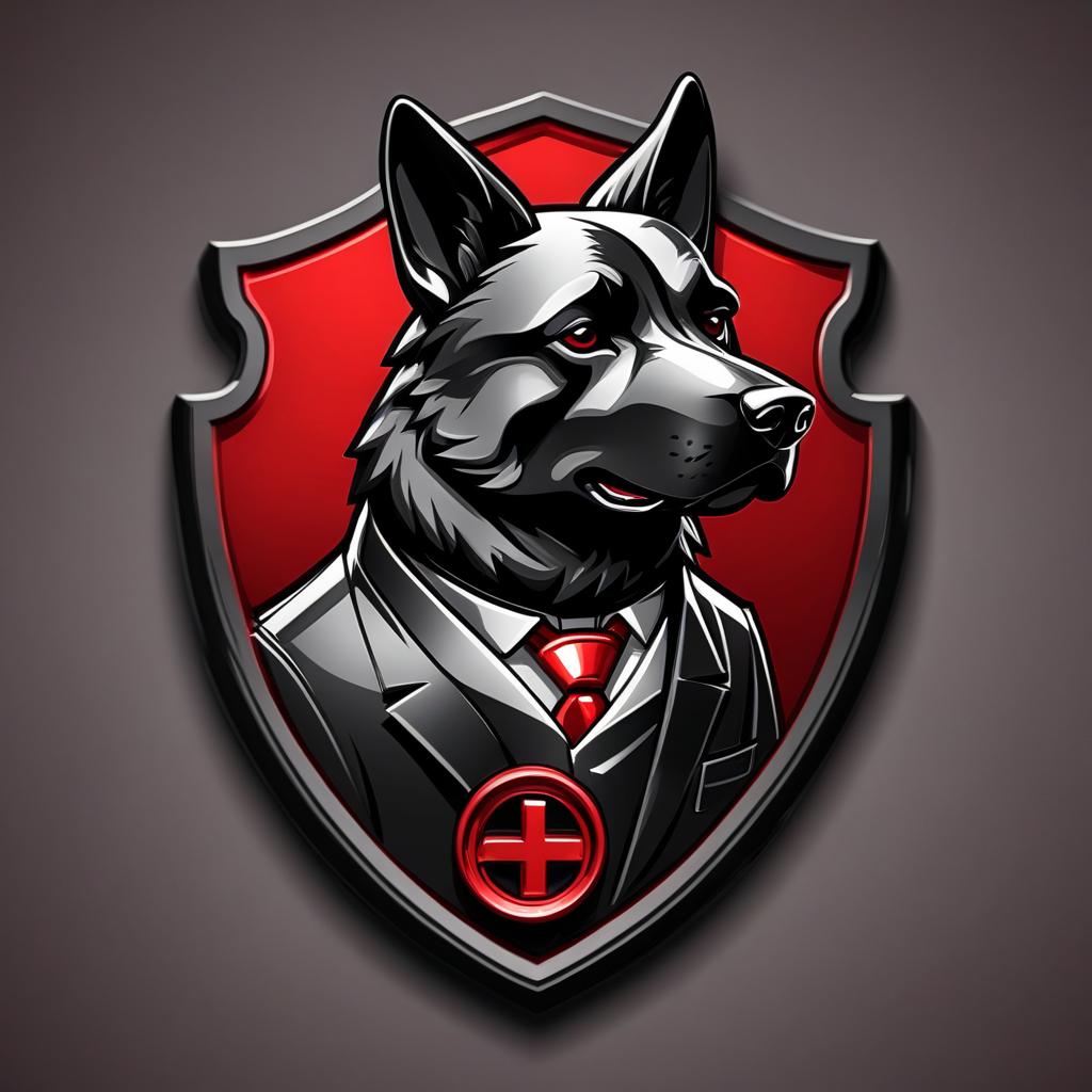  black veterinar 3d emblem in drawing, color black red