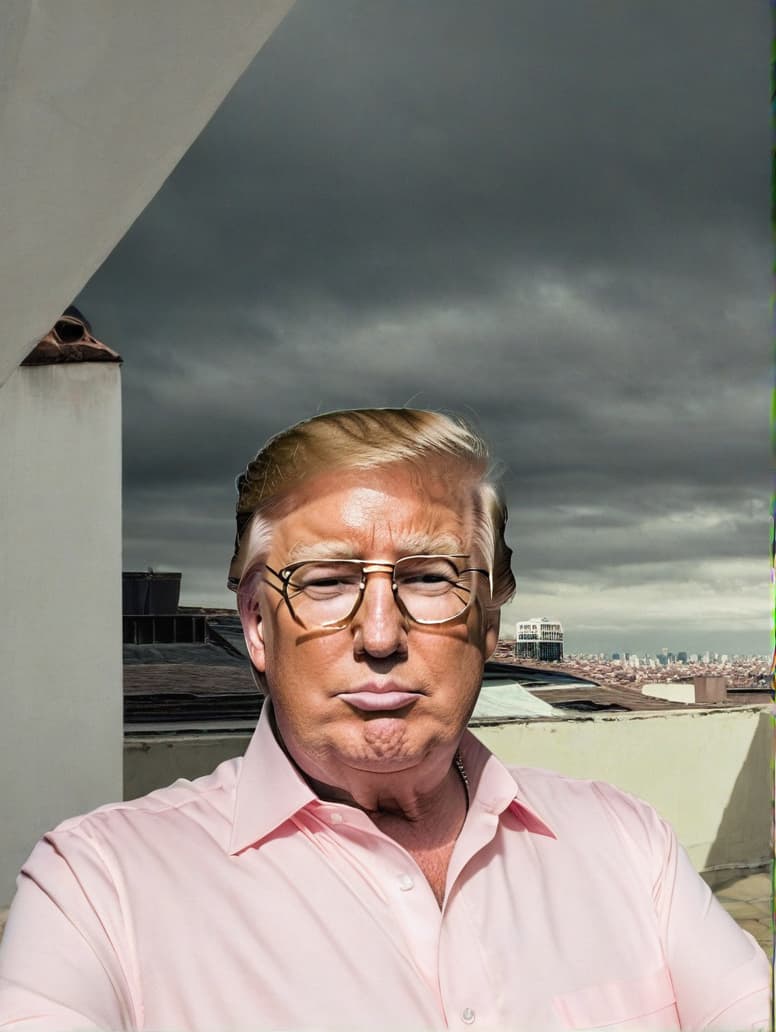  create a photo with me and donald trump, rooftop