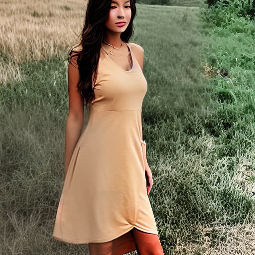  Tan wearing dress with nice 