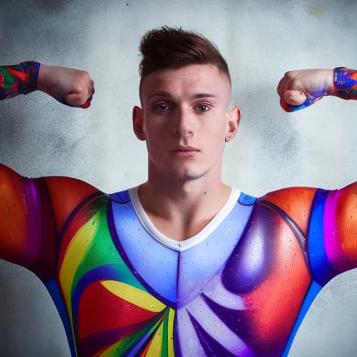 portrait+ style British LGBT queer gymnast hunk dude face