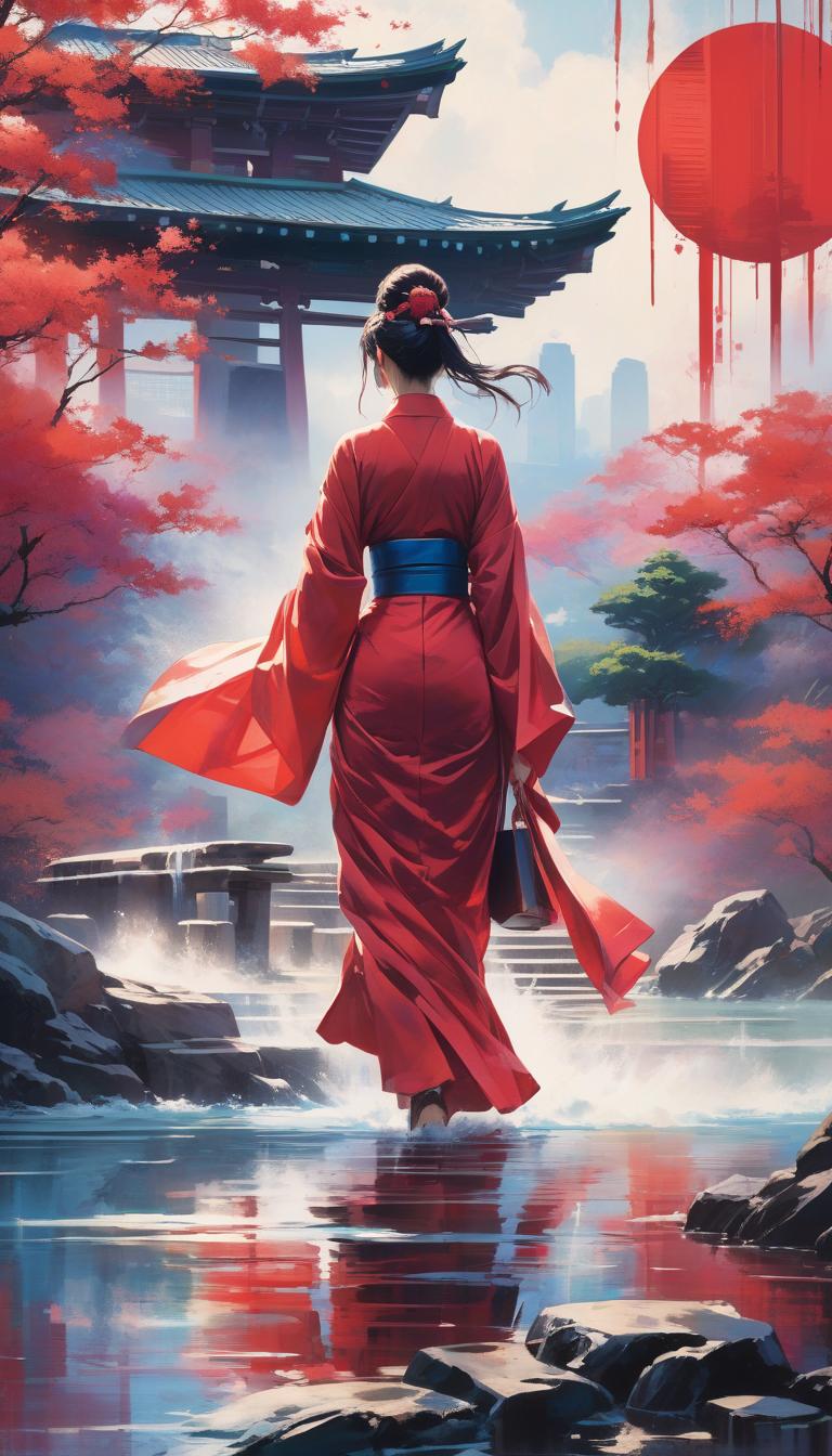  (masterpiece, high resolution, vibrant colors:1.3), bold bauhaus style poster, (elegant japan temple:1.4) with striking scarlet sails, gracefully gliding across a fluid sea, (ink splash effects:1.2), dynamic pastel blur, rich textures, swirling colors, (bold reds, deep blues, and soft pinks:1.1), layered brush strokes, creative abstract composition, energetic movement, harmonious blend of shapes and forms, modernist design, visually captivating, rich background, fluidity of water, artistic expression of freedom and adventure. hyperrealistic, full body, detailed clothing, highly detailed, cinematic lighting, stunningly beautiful, intricate, sharp focus, f/1. 8, 85mm, (centered image composition), (professionally color graded), ((bright soft diffused light)), volumetric fog, trending on instagram, trending on tumblr, HDR 4K, 8K