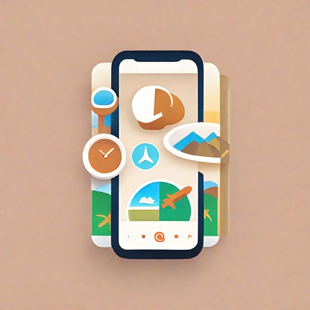  app icon of a user enters their travel wishes (travel destination, type of travel, flights, meals