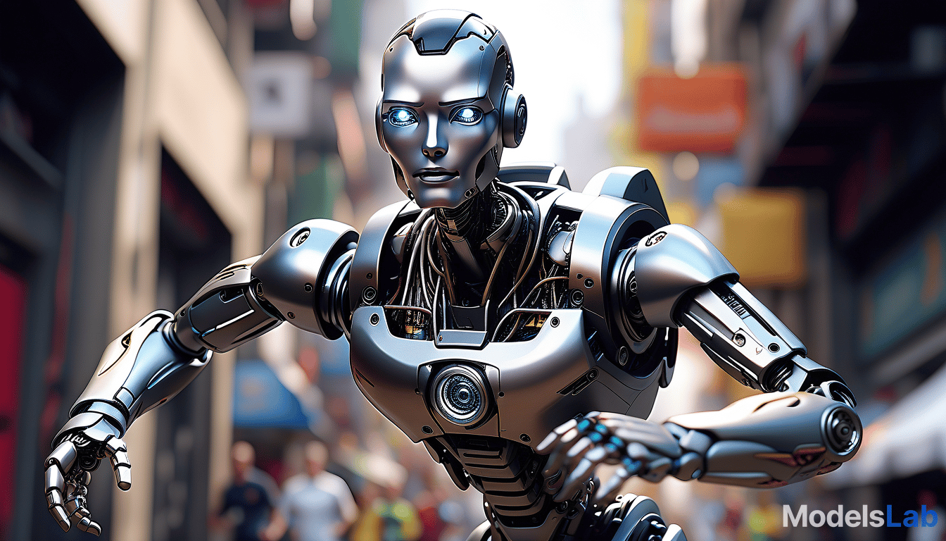  hyperrealistic art humanoid robot, plastic, metal, running . extremely high resolution details, photographic, realism pushed to extreme, fine texture, incredibly lifelike, perfecteyes