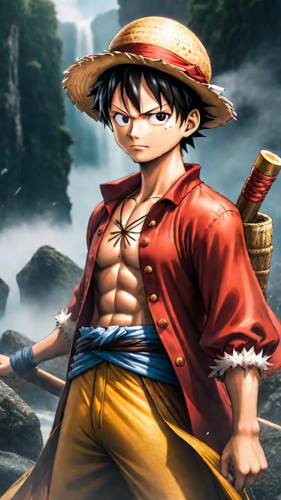  anime art: luffy nearing raftel, government tightens grip to conceal darkest secret. hyperrealistic, full body, detailed clothing, highly detailed, cinematic lighting, stunningly beautiful, intricate, sharp focus, f/1. 8, 85mm, (centered image composition), (professionally color graded), ((bright soft diffused light)), volumetric fog, trending on instagram, trending on tumblr, HDR 4K, 8K