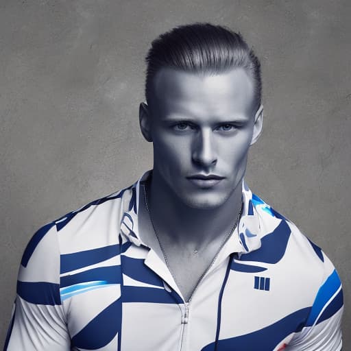 portrait+ style Russian LGBT queer summer Olympics athlete blonde hunk dude face