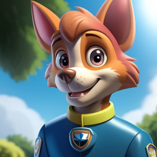  Chase from PawPatrol, open eyes, digital art, masterpiece, 4k, fine details,