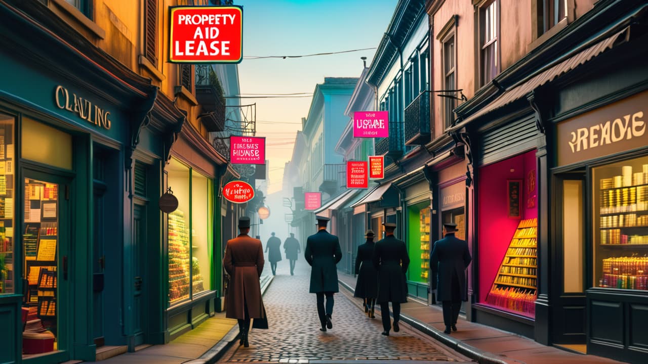  a split image showcasing a bustling franchise storefront on one side, with a franchise owner proudly standing in front, and on the other side, a detailed representation of a property deed and lease agreement. hyperrealistic, full body, detailed clothing, highly detailed, cinematic lighting, stunningly beautiful, intricate, sharp focus, f/1. 8, 85mm, (centered image composition), (professionally color graded), ((bright soft diffused light)), volumetric fog, trending on instagram, trending on tumblr, HDR 4K, 8K