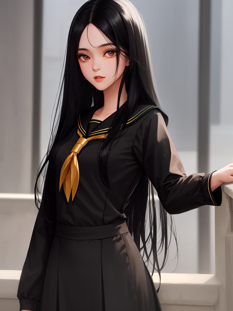  {((beautiful girl))((long black hair))(wearing black sailor suit)):1.4,looking straight ahead (upper body only:1.4)},super detail,high resolution,absurd,adopted,