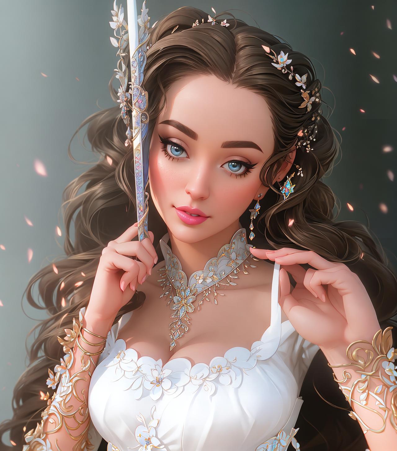  Disney Princess hyperrealistic, full body, detailed clothing, highly detailed, cinematic lighting, stunningly beautiful, intricate, sharp focus, f/1. 8, 85mm, (centered image composition), (professionally color graded), ((bright soft diffused light)), volumetric fog, trending on instagram, trending on tumblr, HDR 4K, 8K