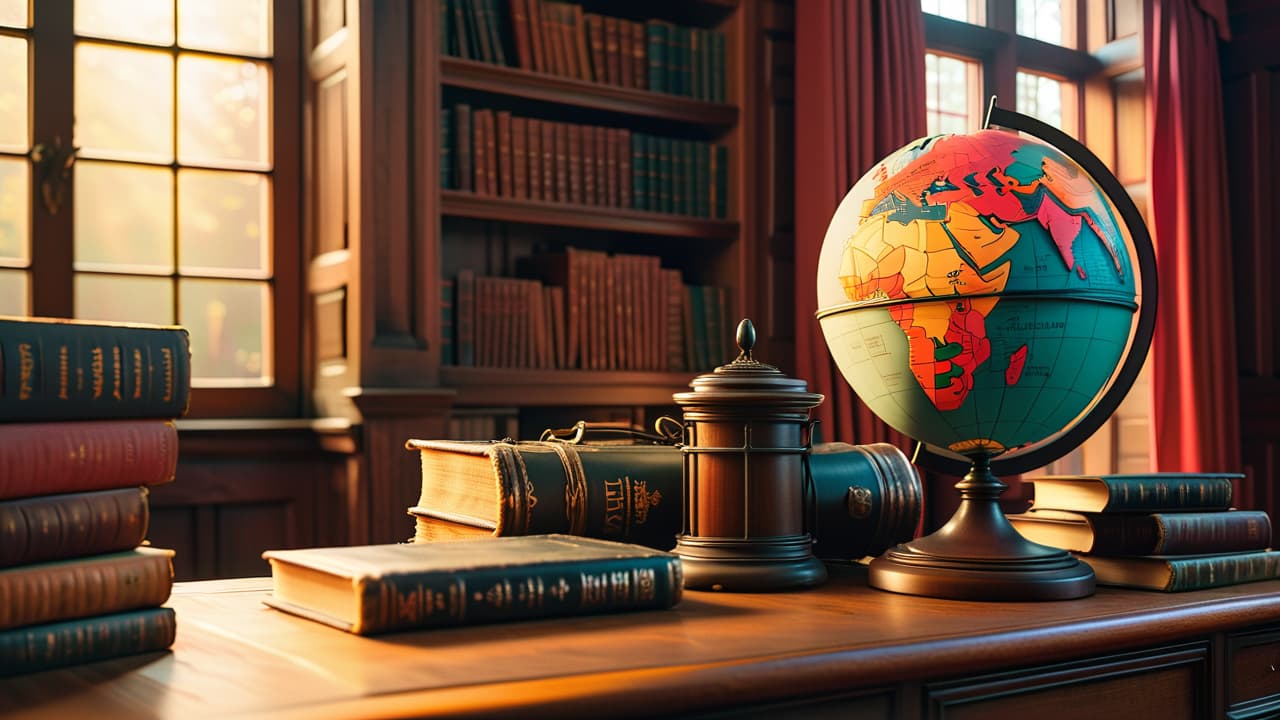  a cozy library filled with vintage books, an antique globe, a quill and inkpot on a wooden desk, soft sunlight streaming through a window, and a tapestry depicting a historical scene in the background. hyperrealistic, full body, detailed clothing, highly detailed, cinematic lighting, stunningly beautiful, intricate, sharp focus, f/1. 8, 85mm, (centered image composition), (professionally color graded), ((bright soft diffused light)), volumetric fog, trending on instagram, trending on tumblr, HDR 4K, 8K