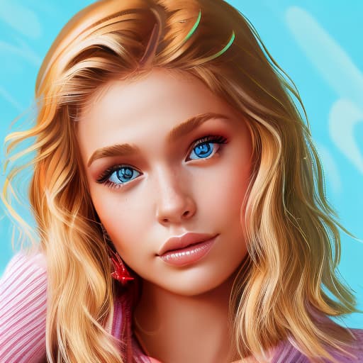 portrait+ style Nickelodeon star blonde female face