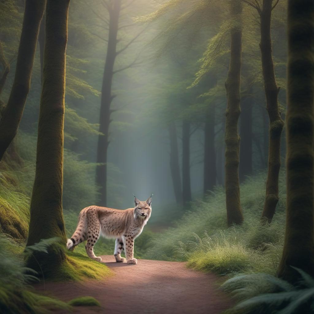  The Big Lynx hyperrealistic, full body, detailed clothing, highly detailed, cinematic lighting, stunningly beautiful, intricate, sharp focus, f/1. 8, 85mm, (centered image composition), (professionally color graded), ((bright soft diffused light)), volumetric fog, trending on instagram, trending on tumblr, HDR 4K, 8K