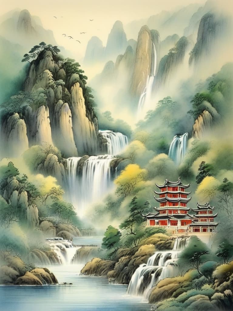  the ancient chinese poets stood far away, looking forward to the waterfalls in front of the mount, as a silver and white silk belt hanging on the cliffs, from the highs and down, as a river in front of the mountains. the waterfalls were seen with the mountains, creating a spectacular picture。