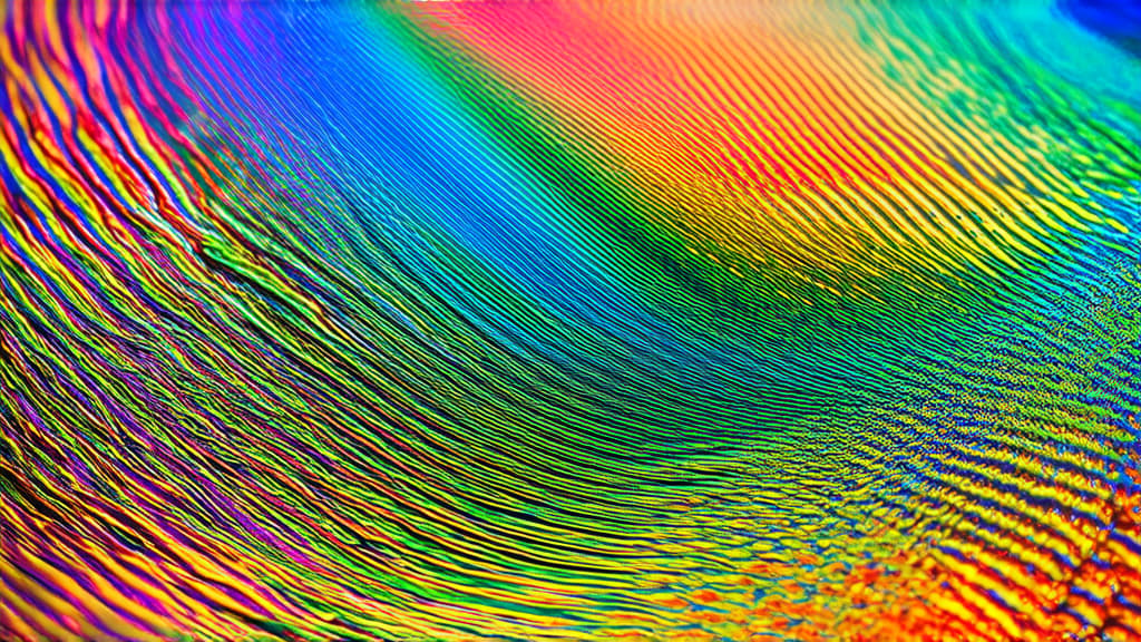  professional detailed photography, background of colorful rainbow dust waves ar 16:9, (muted colors, dim colors, soothing tones), (vsco:0.3)