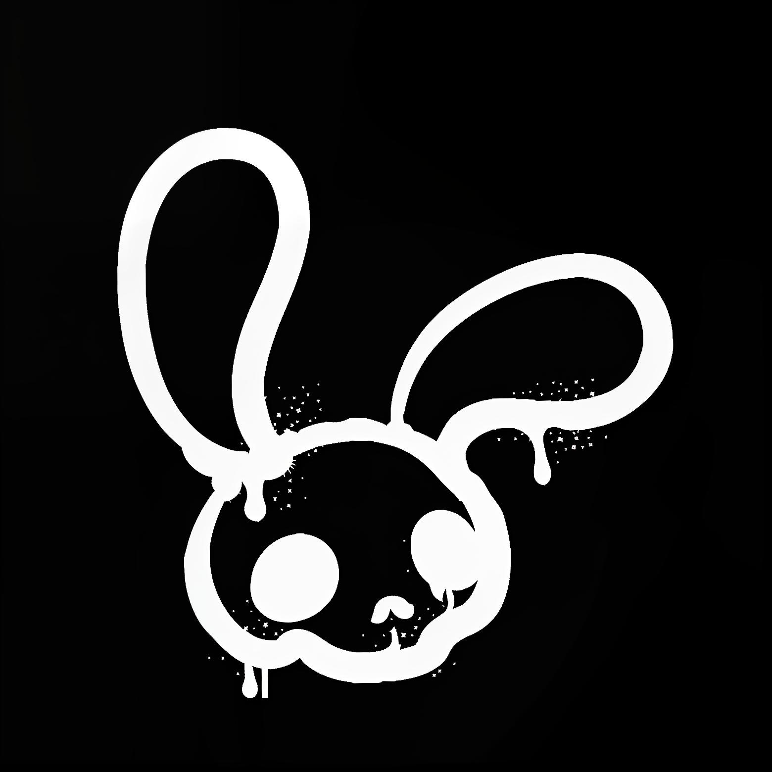  masterpiece, best quality, transform the existing logo of a rabbit, which currently features a minimalist, outline style showing only the edges, eyes, and nose, into a realistic and fully detailed mask of the same rabbit. the new design should retain the urban style and character of the original, but the rabbit should now be depicted in full detail, with its entire face filled in realistically. the mask should have lifelike textures, showing fur, shading, and depth, while keeping the recognizable features and expression of the original outline drawing.