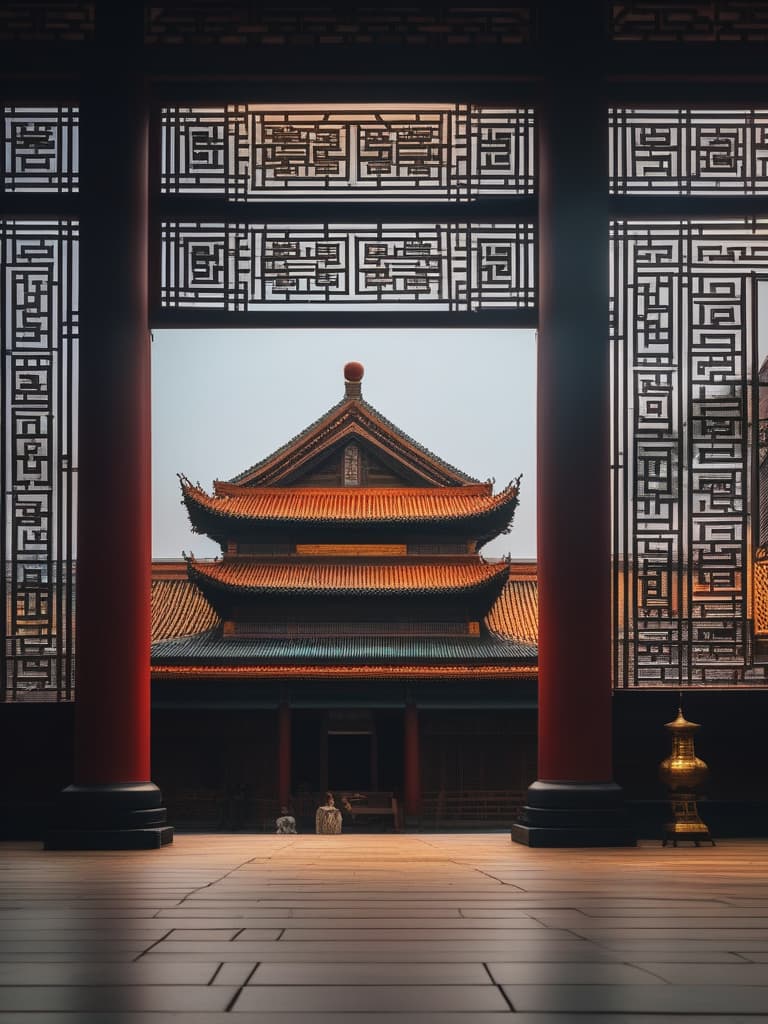  chinese classical architecture hyperrealistic, full body, detailed clothing, highly detailed, cinematic lighting, stunningly beautiful, intricate, sharp focus, f/1. 8, 85mm, (centered image composition), (professionally color graded), ((bright soft diffused light)), volumetric fog, trending on instagram, trending on tumblr, HDR 4K, 8K