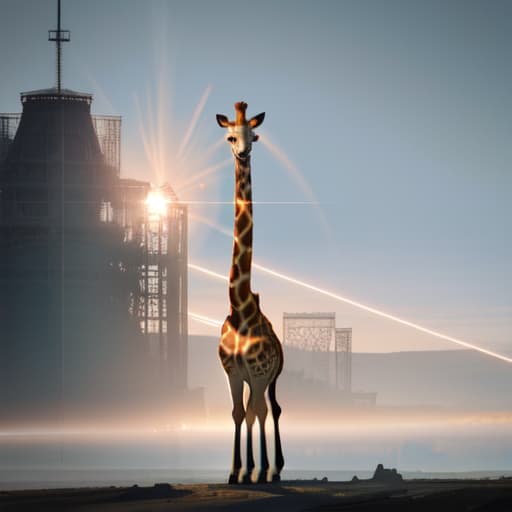  Giraffe standing in front of Eiffel Tower hyperrealistic, full body, detailed clothing, highly detailed, cinematic lighting, stunningly beautiful, intricate, sharp focus, f/1. 8, 85mm, (centered image composition), (professionally color graded), ((bright soft diffused light)), volumetric fog, trending on instagram, trending on tumblr, HDR 4K, 8K