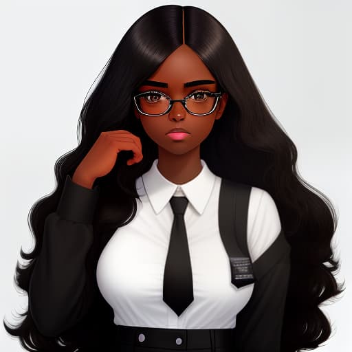  human, girl, human girl, nerd, nerdy girl, teacher, nerdy girl, teacher girl, nerdy teacher, nerdy teacher girl, black girl, nerdy black girl, very black girl, nerdy very black girl, dark skin, very dark skin, dark brown skin, black skin, very black skin, teacher uniform, white shirt, polite, polite expression, black hair, straight hair, black straight hair, dark brown eyes, black glasses, rectangle glasses, black rectangle glasses, white background, simple background, simple white background, 4k, hdr, high quality, high resolution