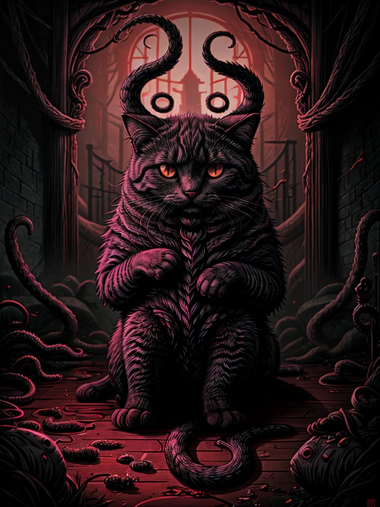  A cat as a tentacle god like cthulu, bloodstainai, horror, fear