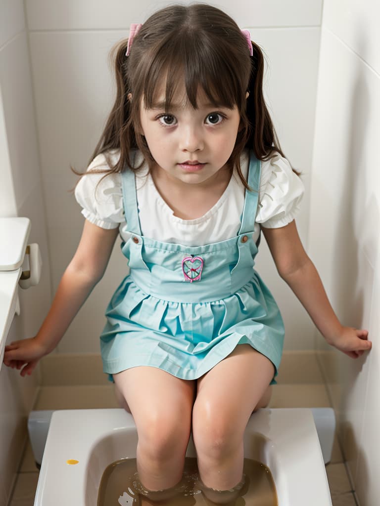  girl in poo, first grader, toilet, masterpiece, best quality,8k,ultra detailed,high resolution,an extremely delicate and beautiful,hyper detail