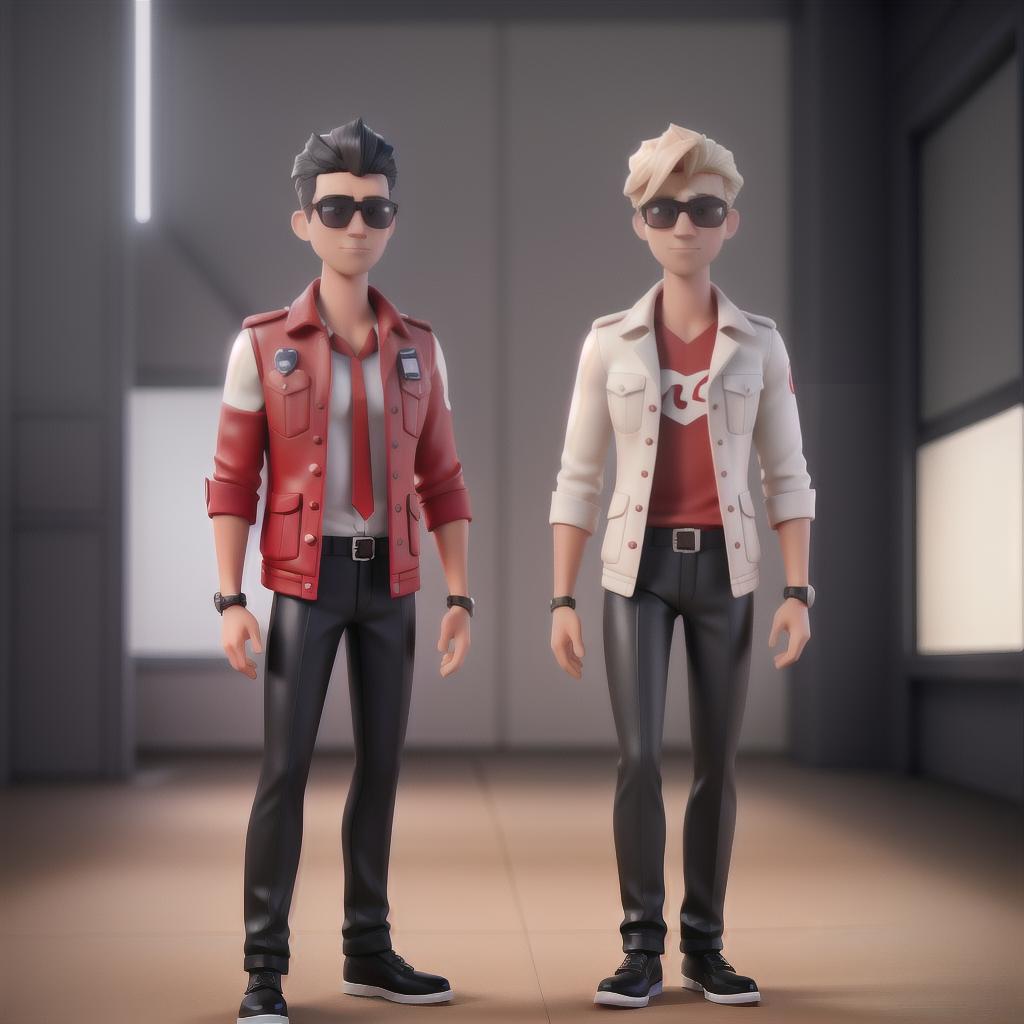  A blond man and a black-haired man, sunglasses, a red car with white stripes on the sides, high definition, 70s style hyperrealistic, full body, detailed clothing, highly detailed, cinematic lighting, stunningly beautiful, intricate, sharp focus, f/1. 8, 85mm, (centered image composition), (professionally color graded), ((bright soft diffused light)), volumetric fog, trending on instagram, trending on tumblr, HDR 4K, 8K